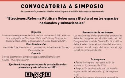 Simposio Elecciones, Reforma Política y Gobernanza Electoral en los espacios nacionales y subnacionales – XVII Congreso Nacional de Ciencia Política – SAAP